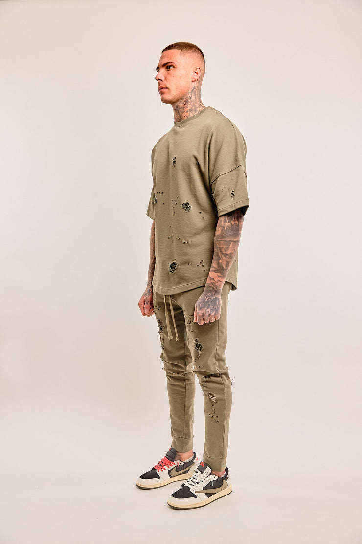 Oversized T-shirt Destroyed Khaki