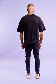 Oversized T-shirt Destroyed black