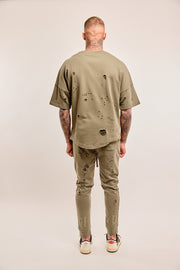 Oversized T-shirt Destroyed Khaki