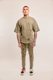 Oversized T-shirt Destroyed Khaki