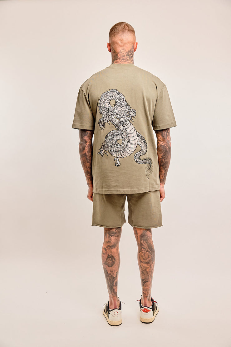 Regular Fit Dragon T-Shirt khaki