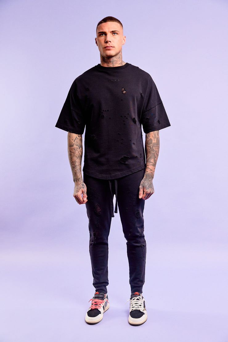 Oversized T-shirt Destroyed black