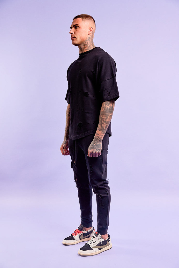 Oversized T-shirt Destroyed black