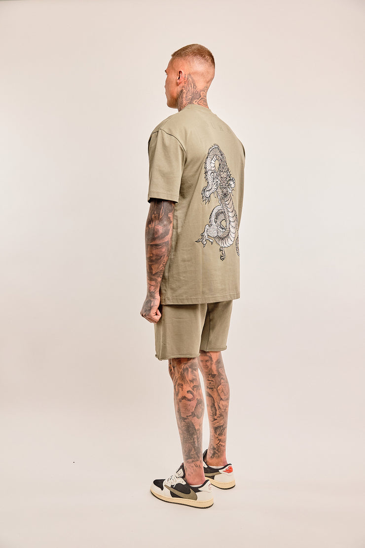 Regular Fit Dragon T-Shirt khaki