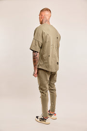 Oversized T-shirt Destroyed Khaki